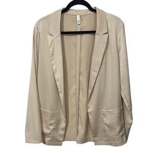 Glam‎ Cream Blazer Relaxed Silhouette Notched Lapels